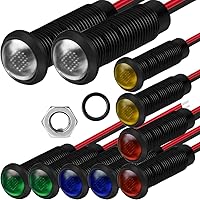 Vista 15 de 10 piezas de luz indicadora LED con cable impermeable de 6 mm AC/DC 12-24V (Azul)