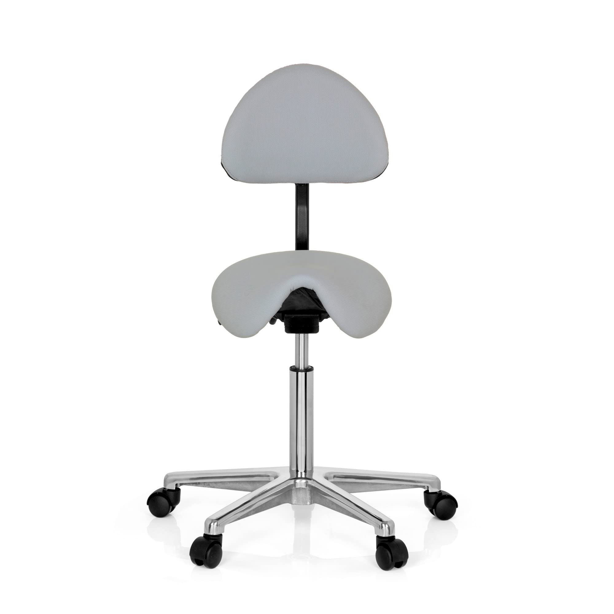 hjh OFFICE 608920 Taburete de Trabajo Top Work 20 Gris, Taburete de Silla de Montar, Respaldo con Ajuste de Altura