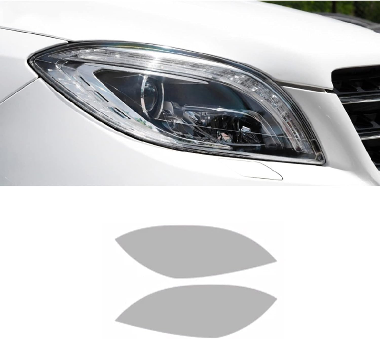 Car Headlight Protective Film for Mercedes Benz ML Class W166 2012-2015, Black Protective Film Transparent TPU Sticker,Transparent