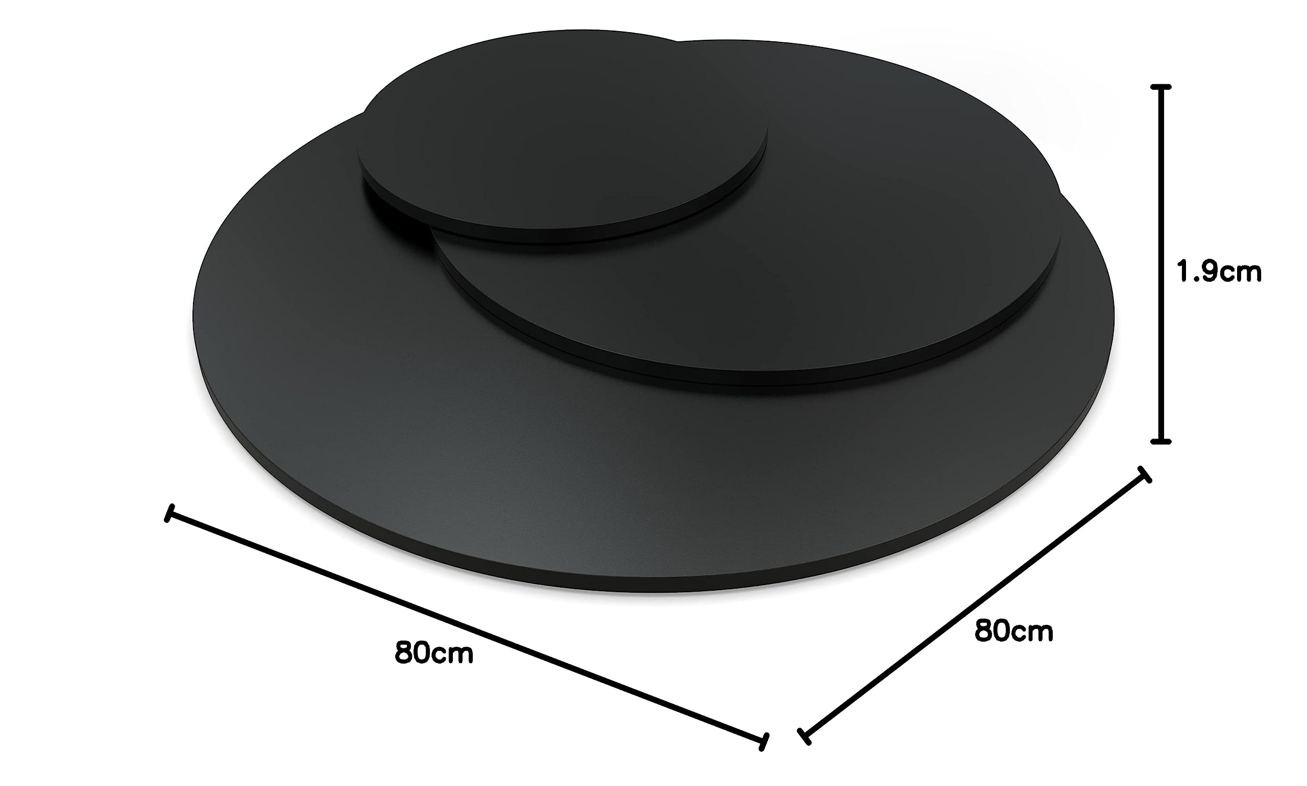 AUPROTEC Tischplatte 19mm rund Ø 800 mm schwarz Holzplatte melaminharzbeschichtet Spanplatte mit Umleimer ABS Kante Auswahl: 80 cm
