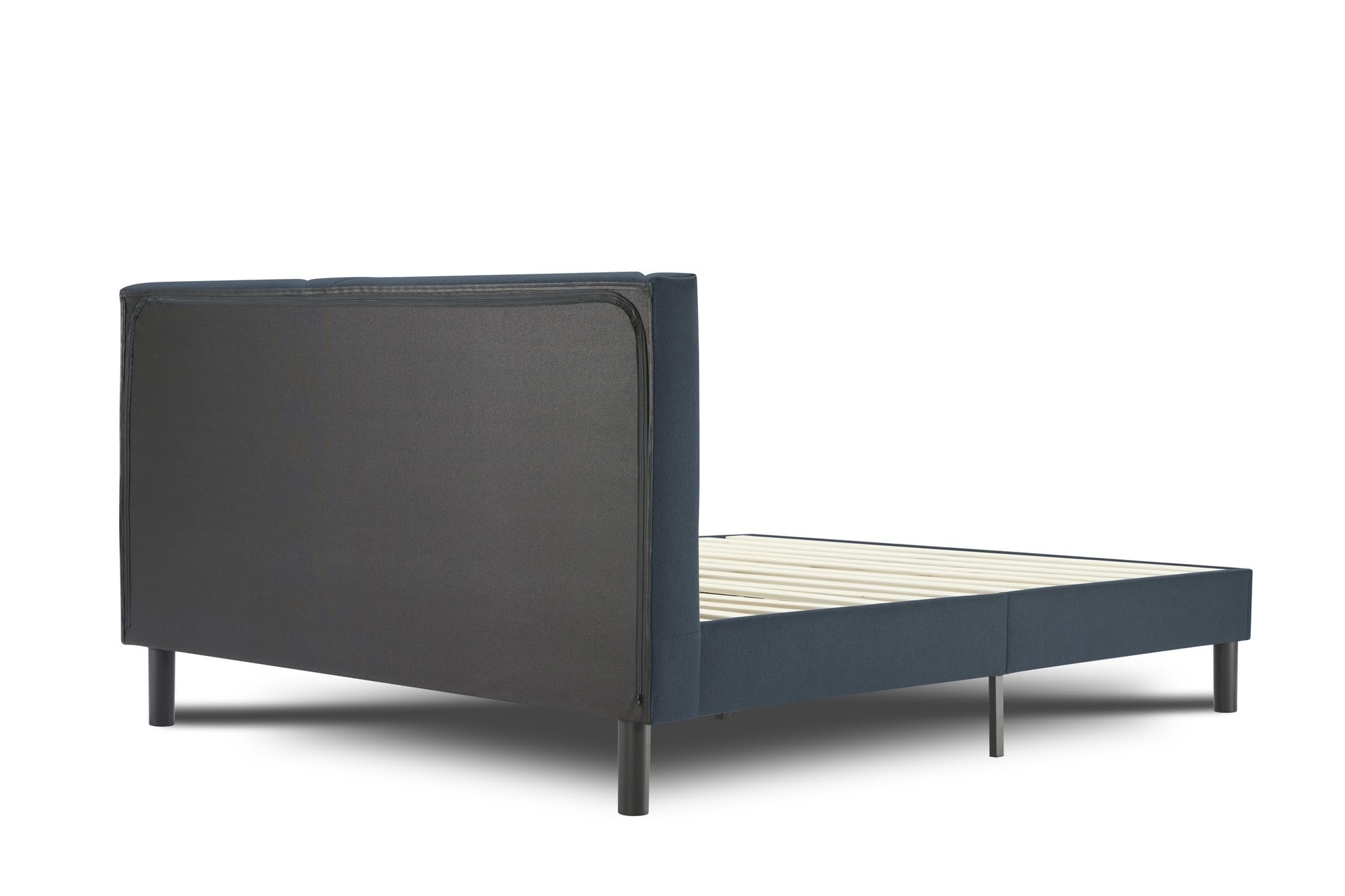 Dmora - Letto alla francese Calitri, Sommier per camera da letto, Giroletto per stanza, Struttura porta materasso, Adatto a materasso Cm 140x190, Blu