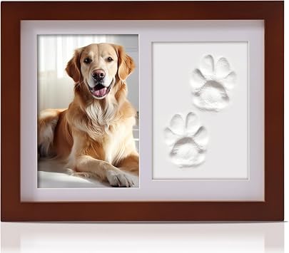 Personalized Pet Memorial Frame for Dogs and Cats,Pet Paw Print Custom Photo Frame with Clay Imprint Kit, Photo Display for 6" x 4" Photo, Perfect Pet Keepsake Gift for Pet Owner