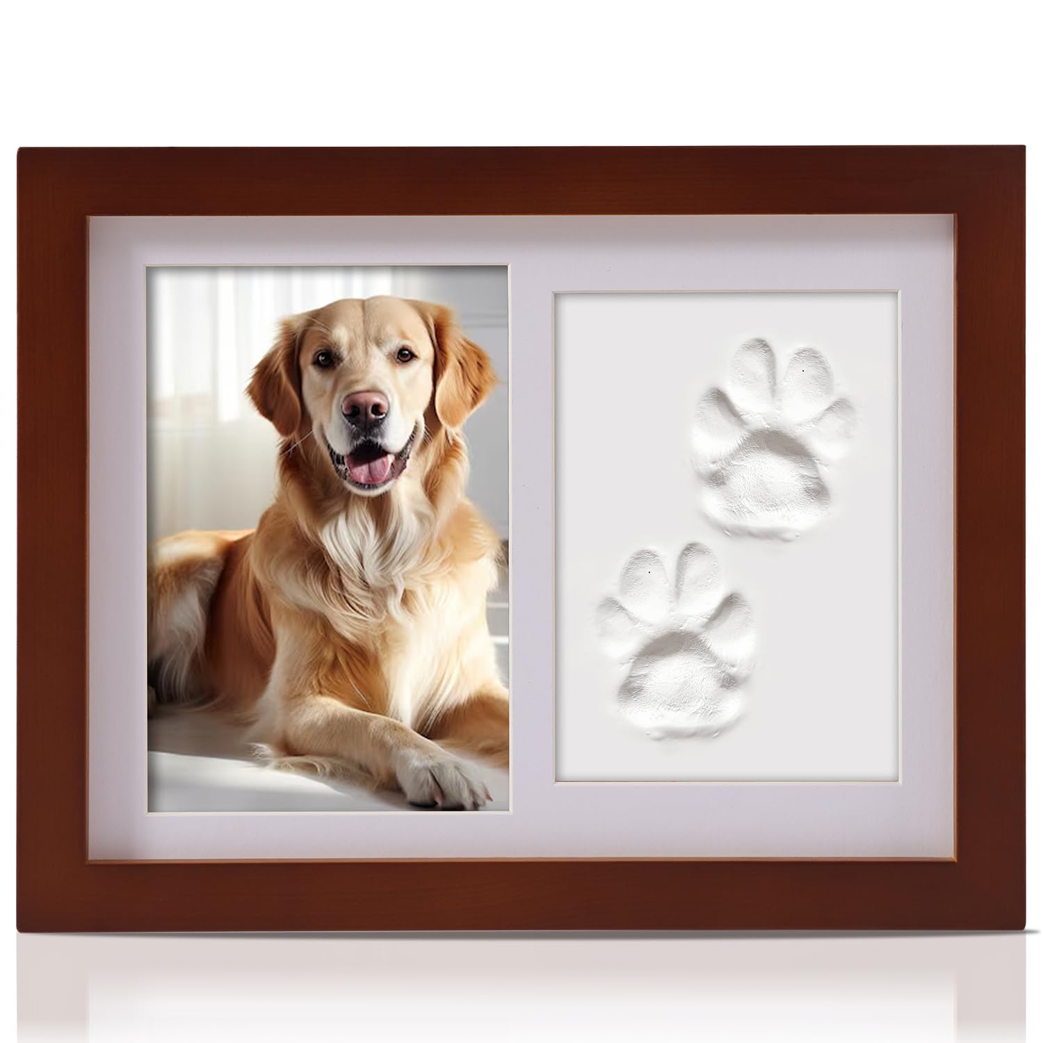 Personalized Pet Memorial Frame for Dogs and Cats,Pet Paw Print Custom Photo Frame with Clay Imprint Kit, Photo Display for 6" x 4" Photo, Perfect Pet Keepsake Gift for Pet Owner