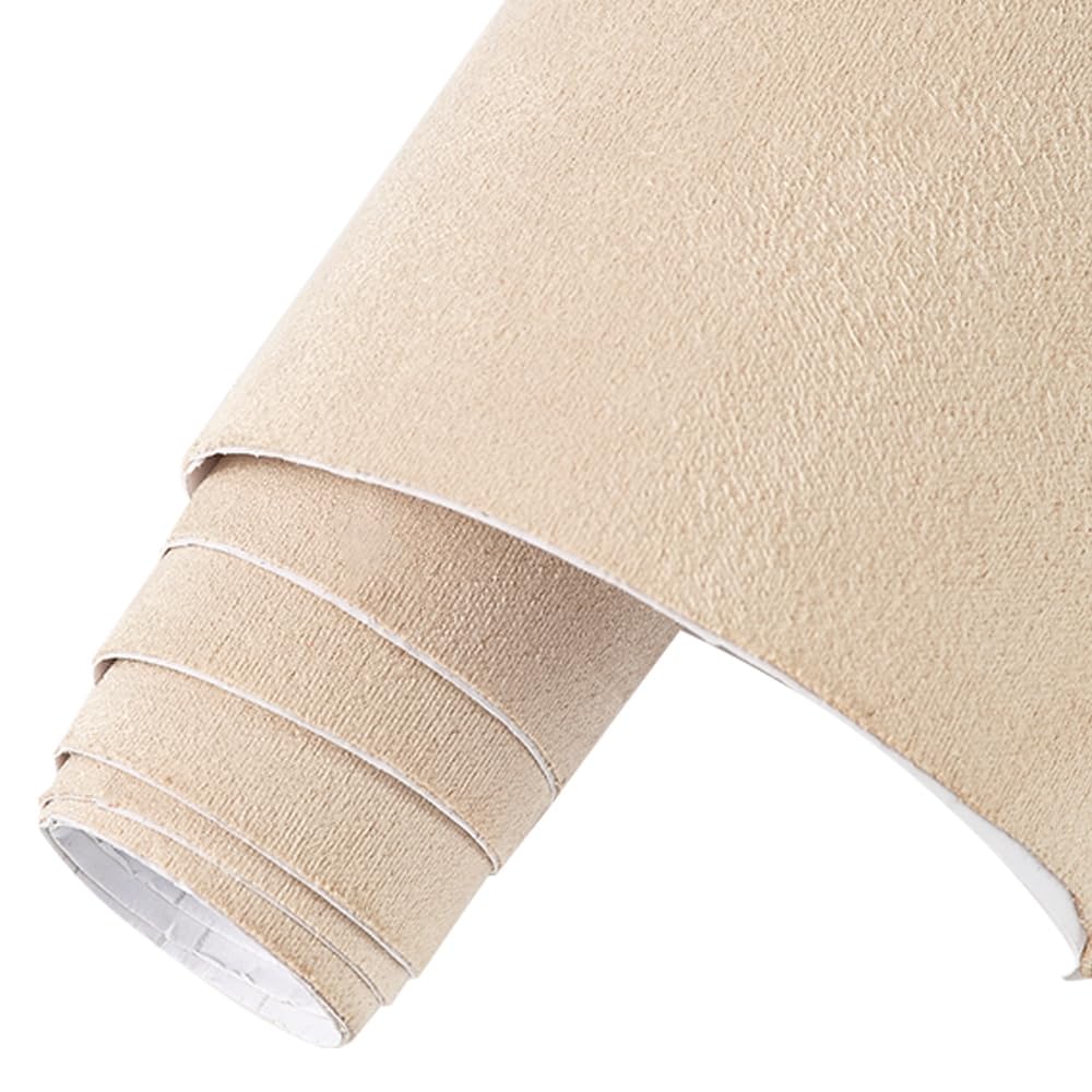 Blueshyhall Film pour voiture, tissu microfibre aspect daim film pour voiture, film tissu microfibre autocollant avec canaux d'air, film pour voiture intérieur tissu daim velours (beige, 75 x 152 cm)