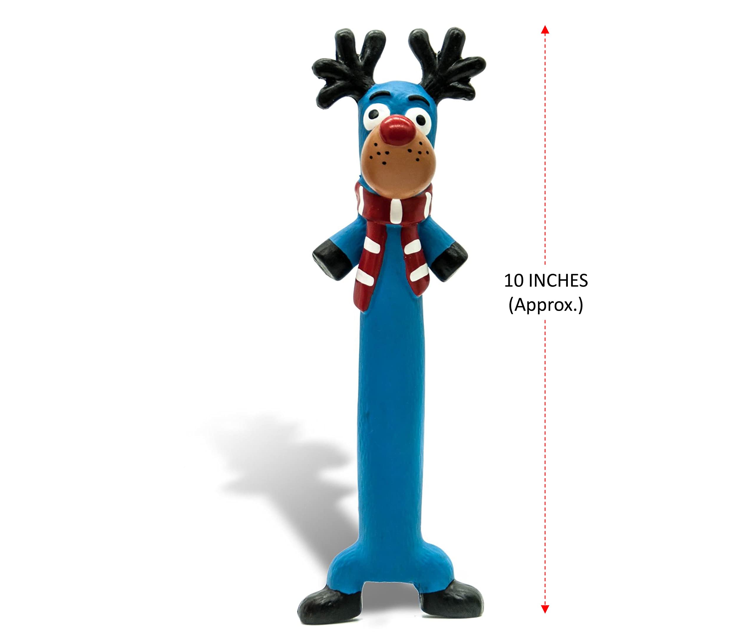 Petopedia 10 inches Long Squeaky Reindeer Rudolph Teething LATEX Puppy Toys, Fetch Interactive Dog Gifts for Boredom - Image 4
