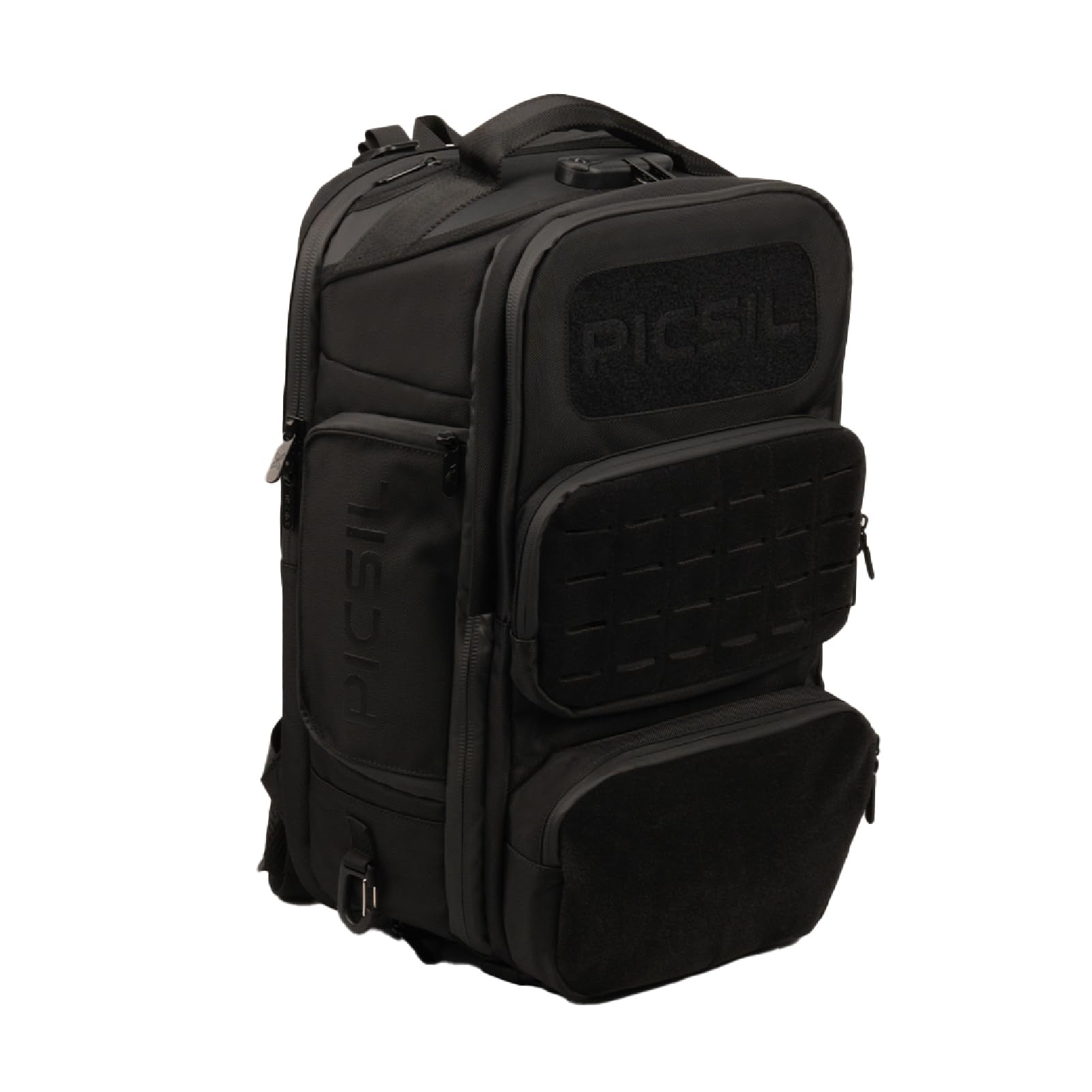 PICSIL Maverick, Mochila Táctica, Múltiples bolsillos - 40L, Moonless | Impermeable y resistente. Backpack con bolsillo térmico, puerto USB y compartimientos intelligentes. Para viaje o deporte.