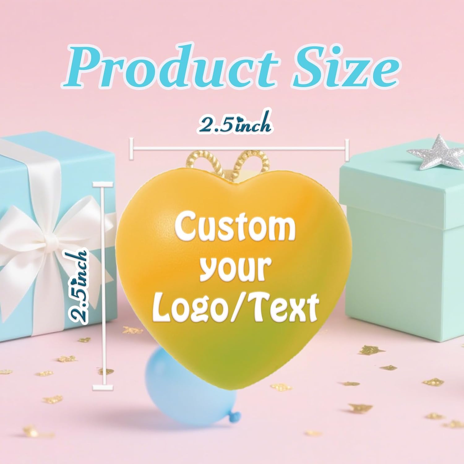 Custom Stress Balls Bulk 10/50/100PCS Personalized Stress Balls with Logo Personalized Items for Office Home (Heart)
