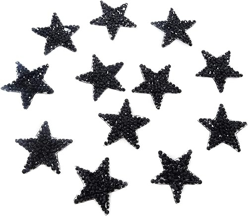Honbay Parches de diamantes de imitación en forma de estrella, adhesivos termofusibles, apliques de reparación de ropa, parches de decoración para