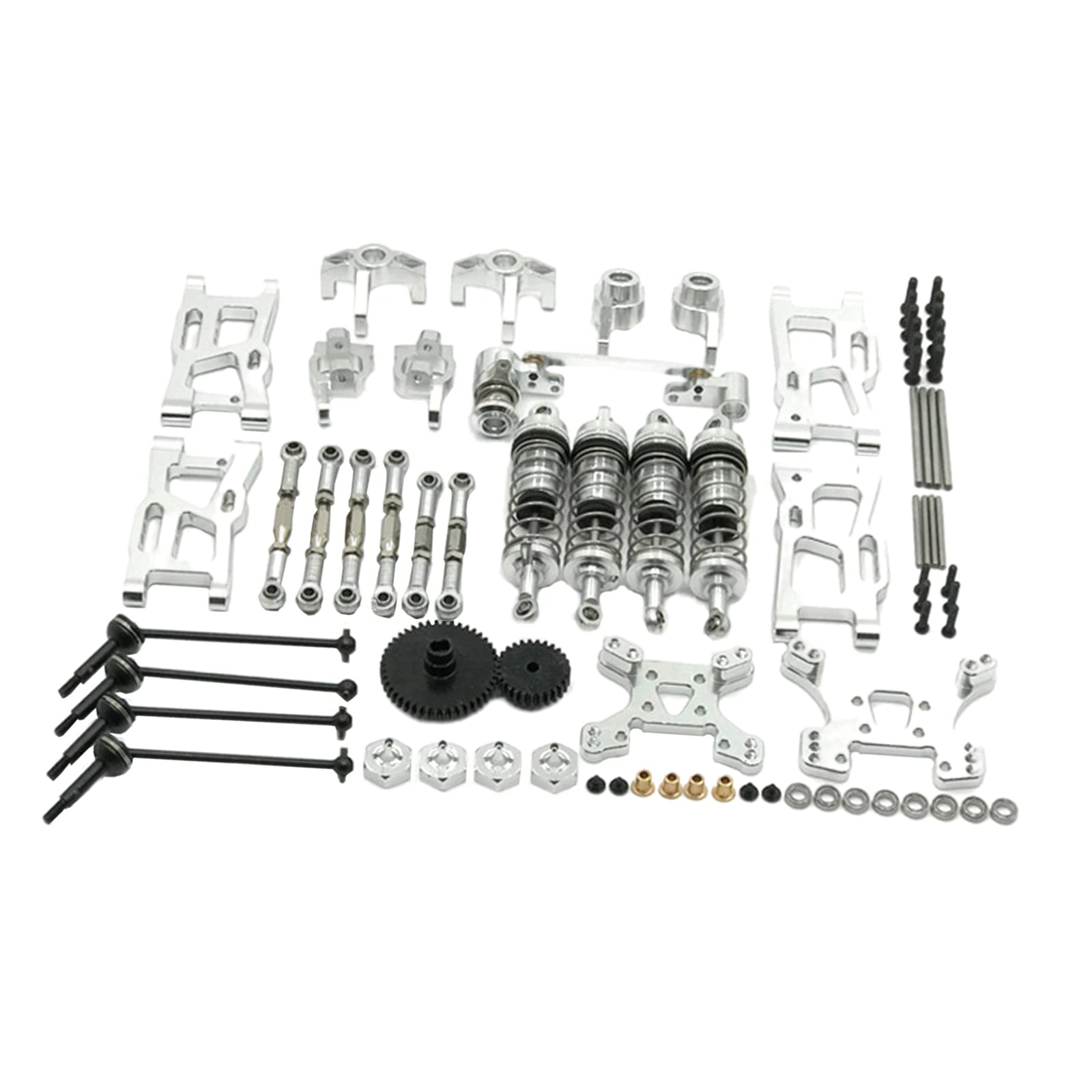 Newmind 1/12 1/14 RC Car Spare Parts,Complete Set,Metal Upgrade Parts for WLtoys 144001 124019 - Silver 1