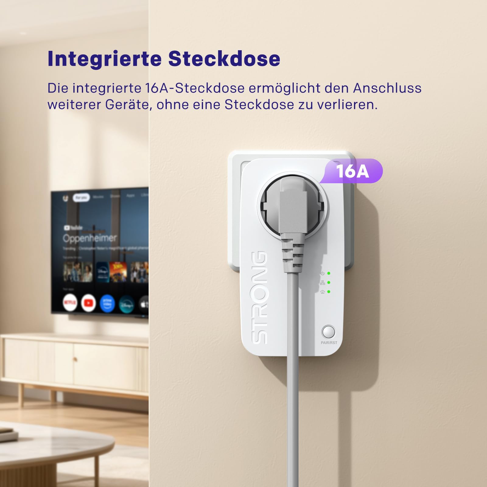 Strong AV600 Mbit/s Powerline Adapter Setmit Steckdose – Bild 3