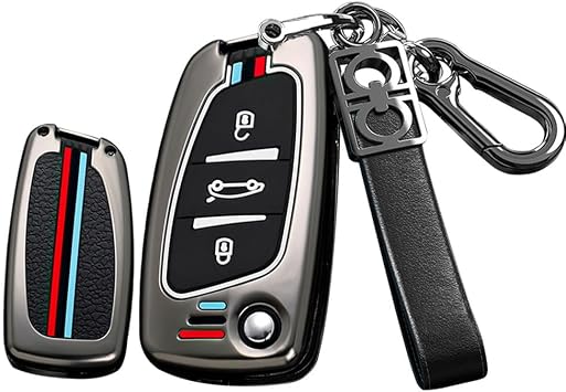 Folding Key Fob Cover for Citroen C3 C4 Picasso C5 X7 for Peugeot 407 308 3008 5008 408 HU83 CE0523 Key Smart Key Cover Accessories Fashion Alloy TPU Key Protector-A Keychain Black