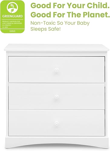Miniatura 5 de Delta Children Sutton - Cómoda de 3 cajones con tapa para cambiar pañales y cajones entrelazados, certificado Greenguard Gold, blanco Bianca Bianca