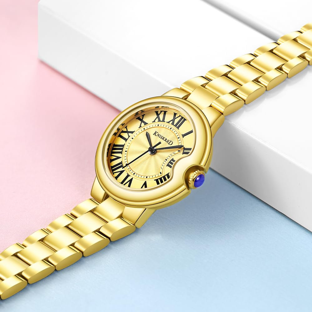 Montre Classique pour Femme avec Chiffres Romains Vintage et Bracelet en Acier Inoxydable Massif Montre Décontractée pour Dame
