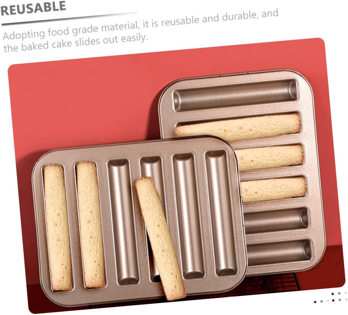 Ciieeo 2pcs Diy Baking Molds Cake Mold Non-stick Surface Finger Biscuit for Fondant Mould