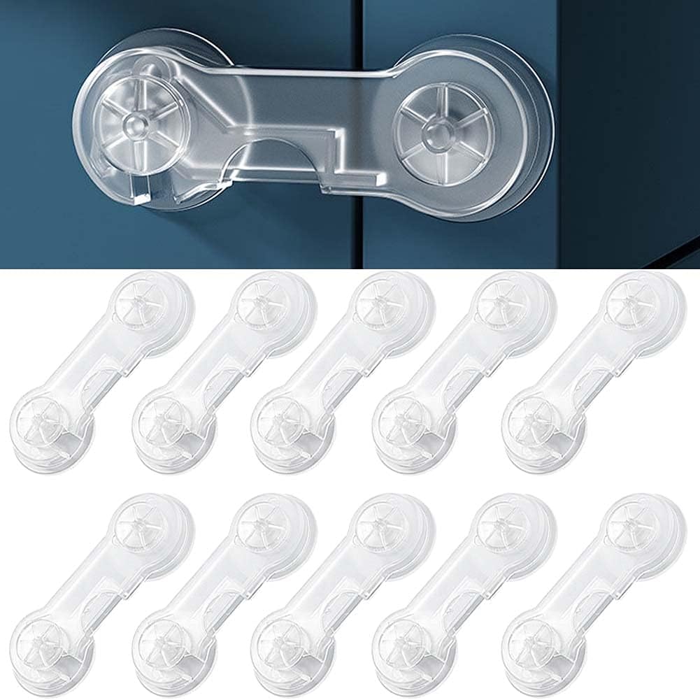 Cabinet Door Locks for Baby Proof and Child Safety,Baby Locks,Fridge Locks for Kids,Cabinet Locks with Adhesive for Drawer Cupboards Pantry Door Oven Closet and Pantry, Childproof Door Latch (10 Pack)