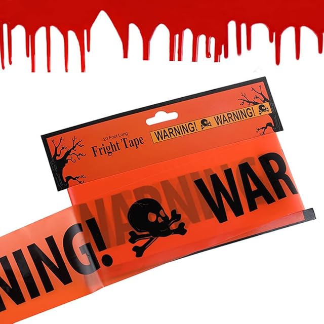 HUPOO Halloween Caution Tapes,Halloween Party Haunted House Props,Halloween Warning Tape for Halloween Haunted House Party Danger Areas Decoration (8cm x6m)