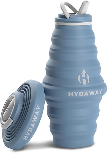 HYDAWAY Botella de agua plegable de 25 onzas, sin BPA, a prueba de fugas, ligera y ahorra espacio, perfecta para senderismo, viajes e hidratación