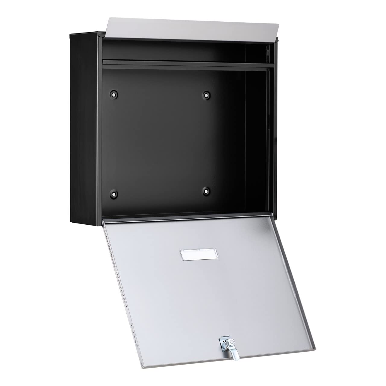 Burg-Wächter Briefkasten Edelstahl mit Namensschild, A4 Einwurf-Format, Verzinktes Stahlgehäuse anthrazit beschichtet mit Edelstahl Tür, Oxford-Set 6877 B+S, Mattschwarz