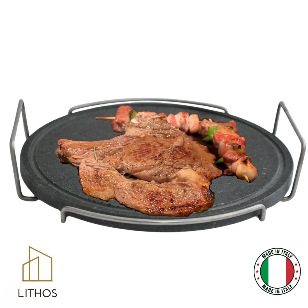 Piastra Refrattaria In Pietra Lavica Etnea Per Pizza - Diametro 35 Cm Spessore 2 Cm + Pala, Made In Italy - Foto 7