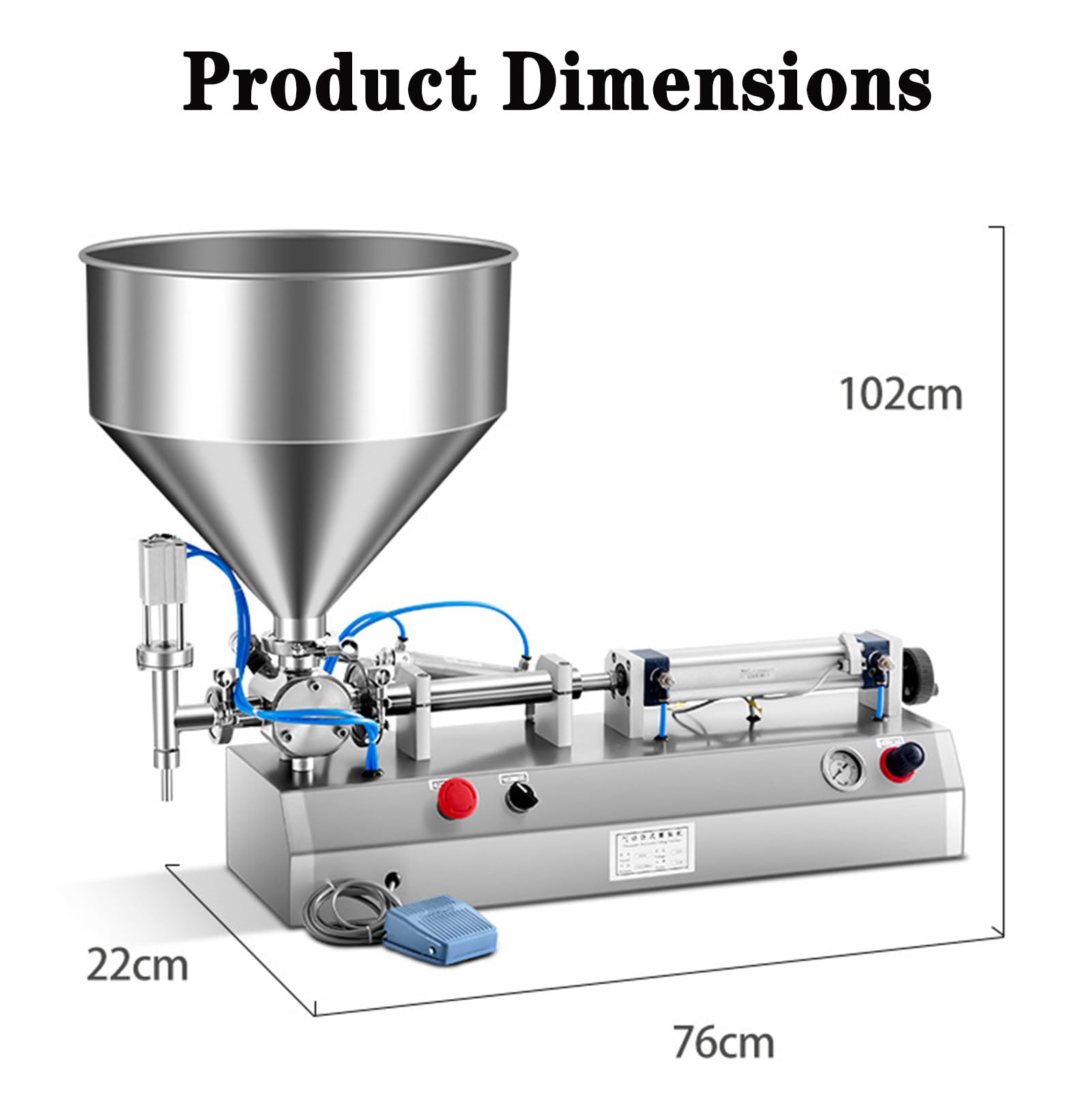 XQZMZSCP Manual Paste Liquid Filling Machine 20-200ML Adjustable Stainless Steel Paste Liquid Bottle Filler with Hopper for Cream — view 8