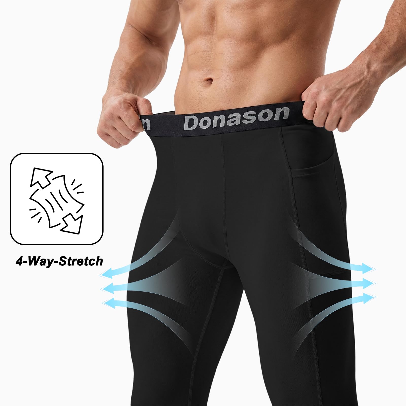 Męskie legginsy kompresyjne z kieszeniami, legginsy do biegania męskie rajstopy warstwa bazowa atletyczna siłownia obcisłe elastyczne szybkoschnące spodnie sportowe podgrzewane spodnie na