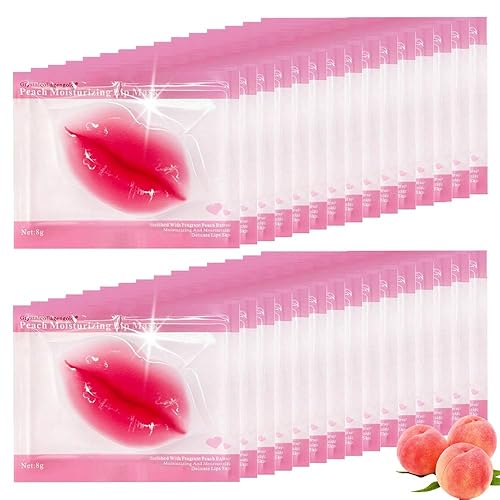 30 máscaras de gel para labios de colágeno, cristales de colágeno, máscara de labios rosa, máscara de cuidado de labios para antienvejecimiento y