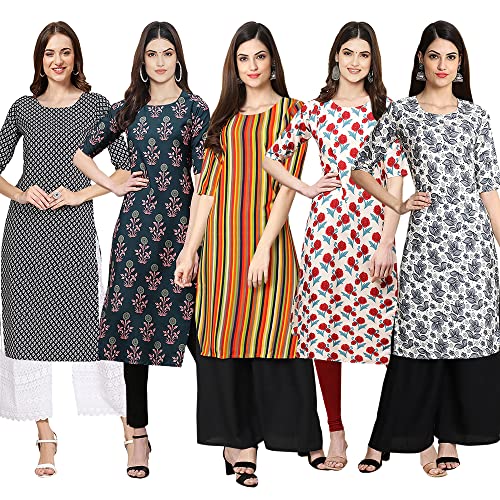 Image of Pinkmint Women's Crepe Digital Print Straight Kurta