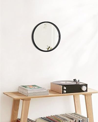 Miniatura 7 de JJUUYOU Espejo de pared redondo con marco de madera, 9.1 in de pared, espejos decorativos para dormitorio, espejo circular, estilo granja, espejo de