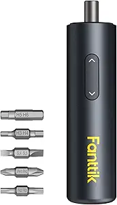 Fanttik S1 Capsule Cordless Screwdriver, Electric Screwdriver, Max 5 N.m, 320 RPM Motor, 5 Pcs Double-Ended Bits, Compact Design, LED Light, 1/4''Hex, Idea Tool for Furniture, Appliances-Grey