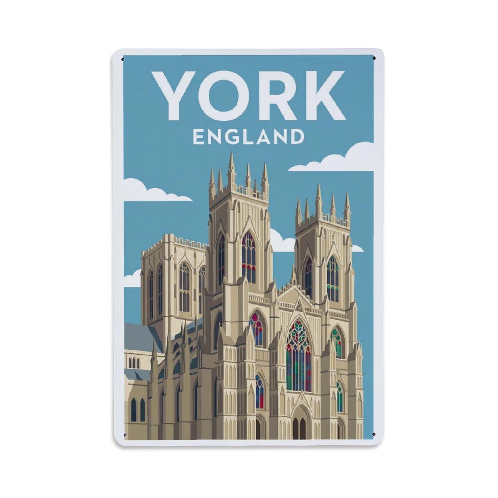 Retro England York Travel Metal Tin Sign Plaque Wall Decor for Cafe, Club Bar, Office, Garden Metal Poster 8x12Inch