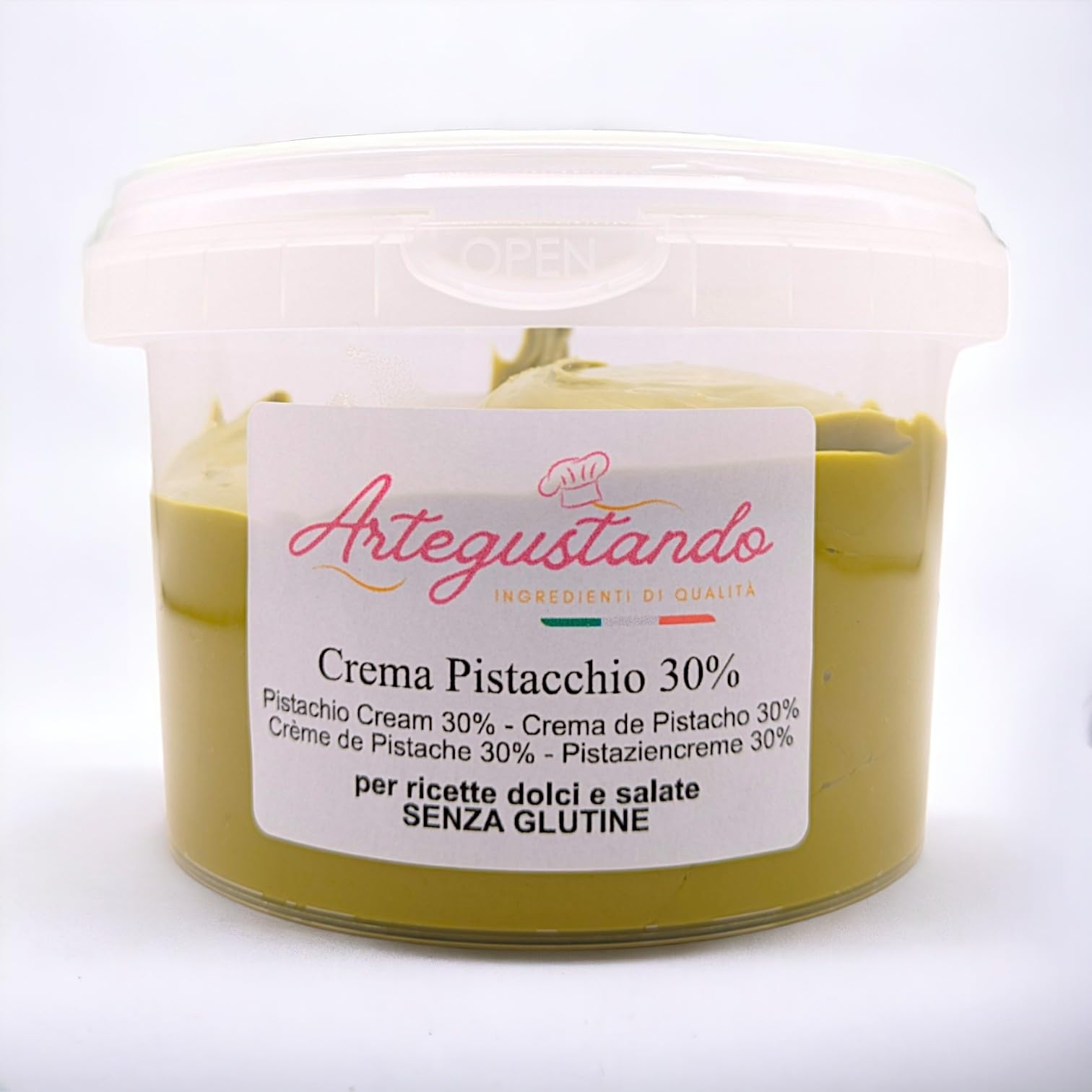 Artegustando Pistachio Cream 30% - Dolce e Gluten Free - Per Pasticceria, Desserti e Gelato - 500 g