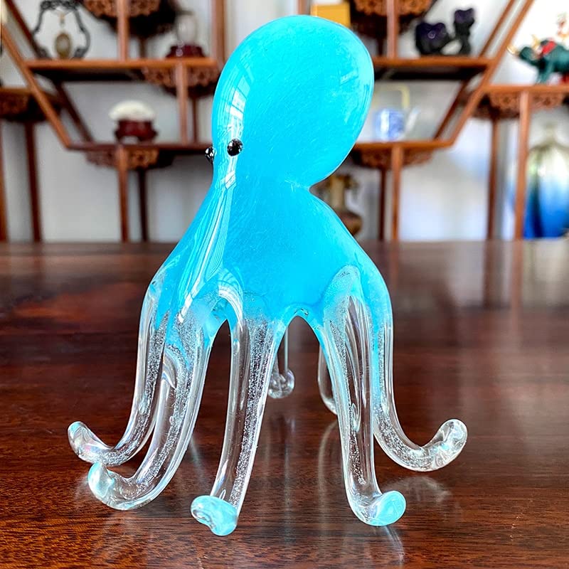 ガラスタコ 職人の手作り  置物 工芸品 美術品 芸術品 Amazon.co.jp: ガラスタコ飾り手作り吹きクリスタル動物置物