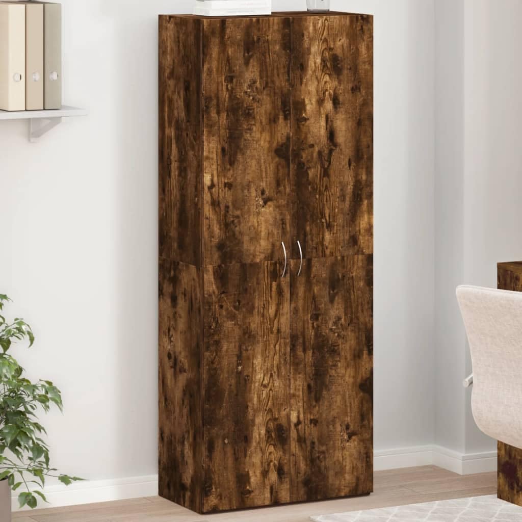 Brokky Schedario Rovere Fumo 60x32x153 cm in Truciolato-Cassettiera,Mobiletto da Ufficio con Serratura,Regolabile per Cartelle Sospese,Superficie Testurizzata,per Ufficio,Studio