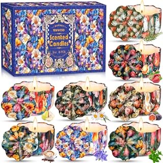 TEWWCEO Ensemble Cadeau 8 Pièces Bougies Parfumées, 100% Cire De Soja Naturel, Aromathérapie Pour Noël, Bath, Yoga et Décoration