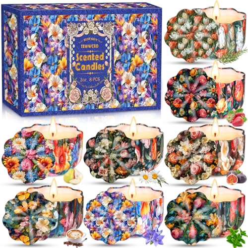 TEWWCEO Ensemble Cadeau 8 Pièces Bougies Parfumées, 100%...