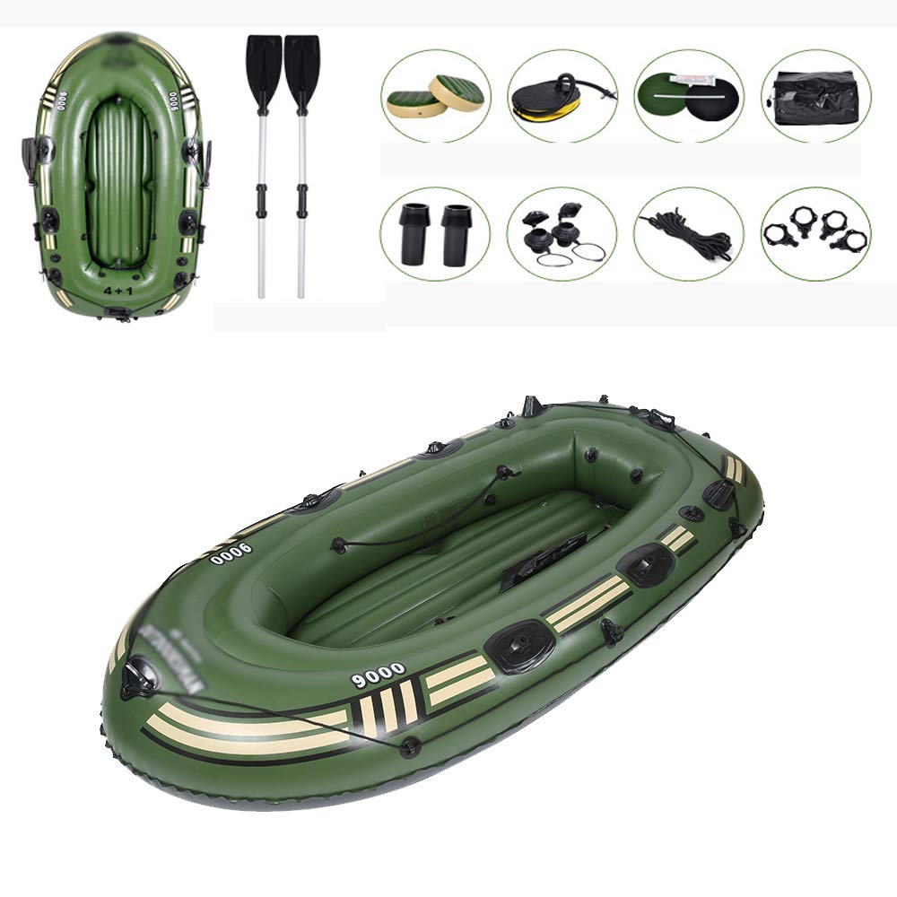 WolFum Grands radeaux gonflables pour rivières avec auvent, Bateau Gonflable avec rames 4 Personnes, Bateau Gonflable pour Piscine avec auvent, Kayak de randonnée