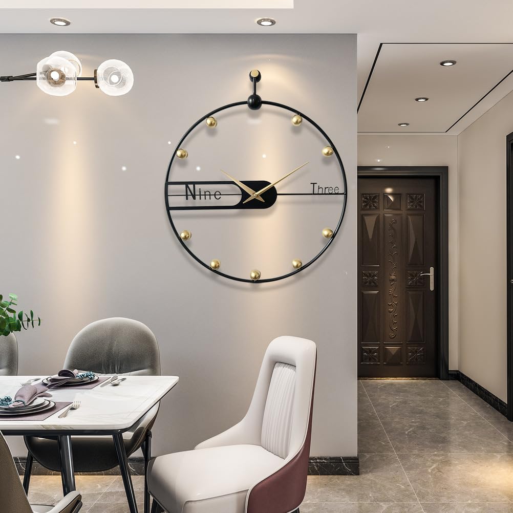 Relojes de Pared Decorativos Modernos de 20 Pulgadas, Reloj Redondo rústico Decorativo de Metal silencioso Que Funciona con Pilas para Sala de Estar, Oficina o recibidor