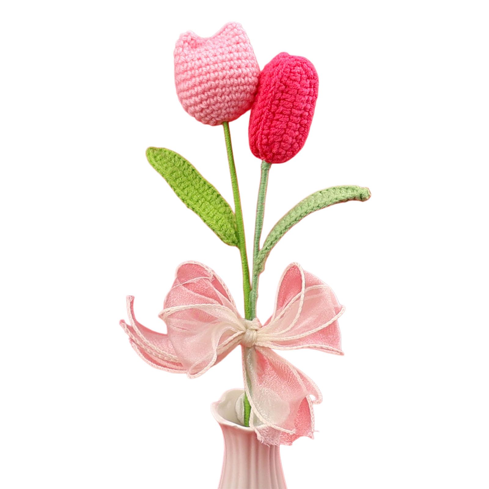 Zeiwohndc A Colorful Handcrafted Tulips Bunch Craft Of Yarn Ideal For Shelf Or Desk Display Hand Knit Wool Bouquet For Home Decor