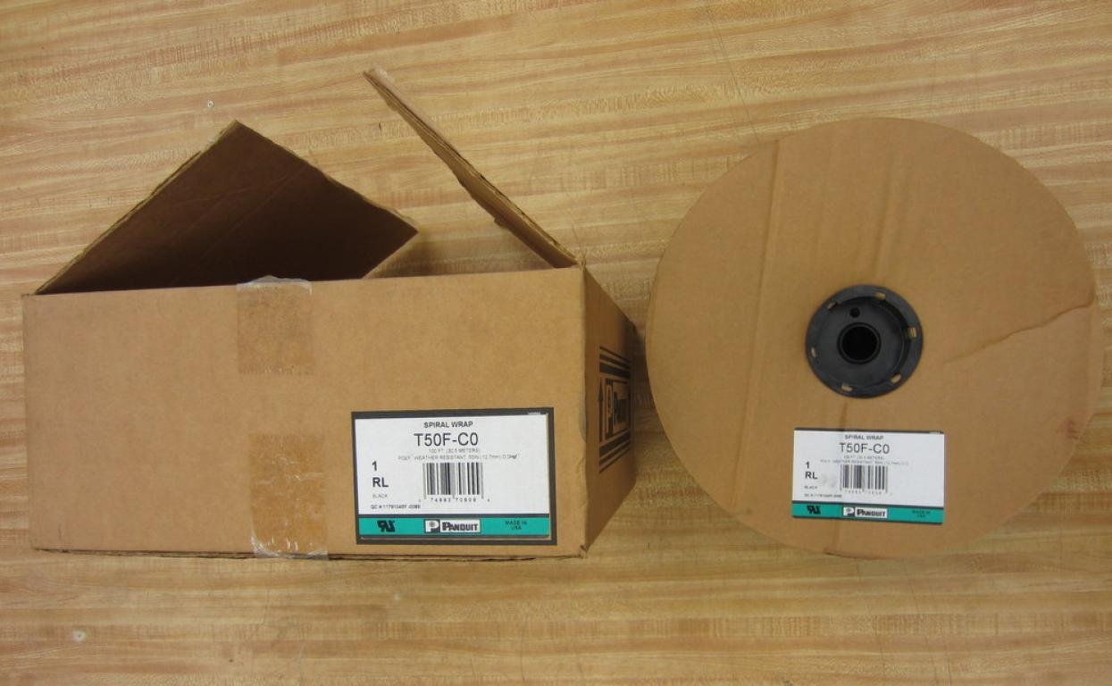PANDUIT - T50F-C0 - SPIRAL WRAP, PE, BLK, 0.5IN OD, 100FT