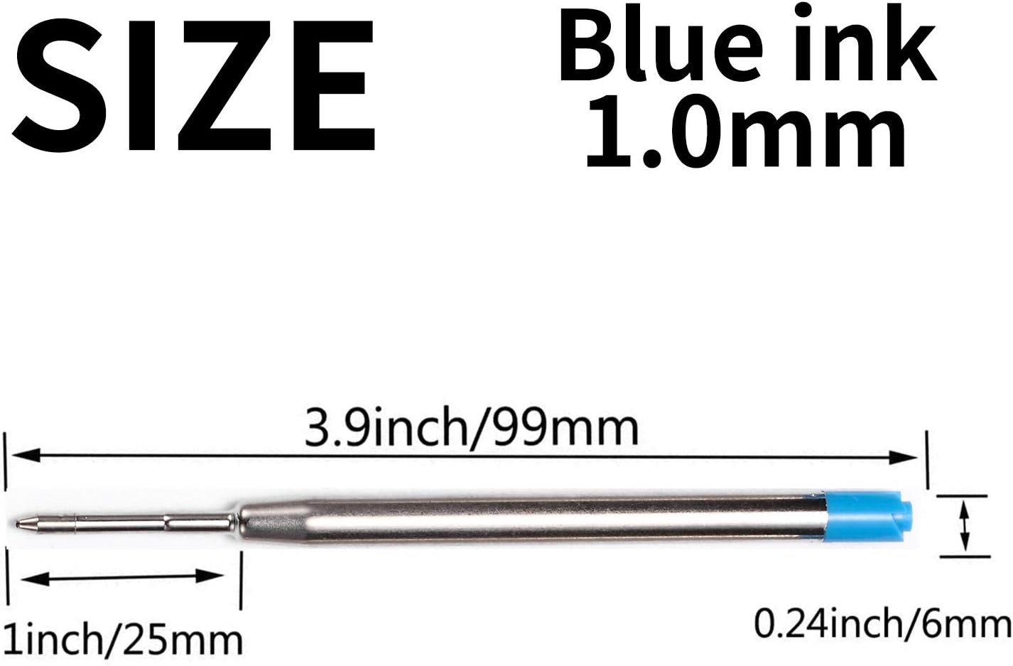 20 Pack Black & Blue Pen Refills Replacement Ink for Tactical Pen (10 Pcs Black, 10 Pcs Blue)