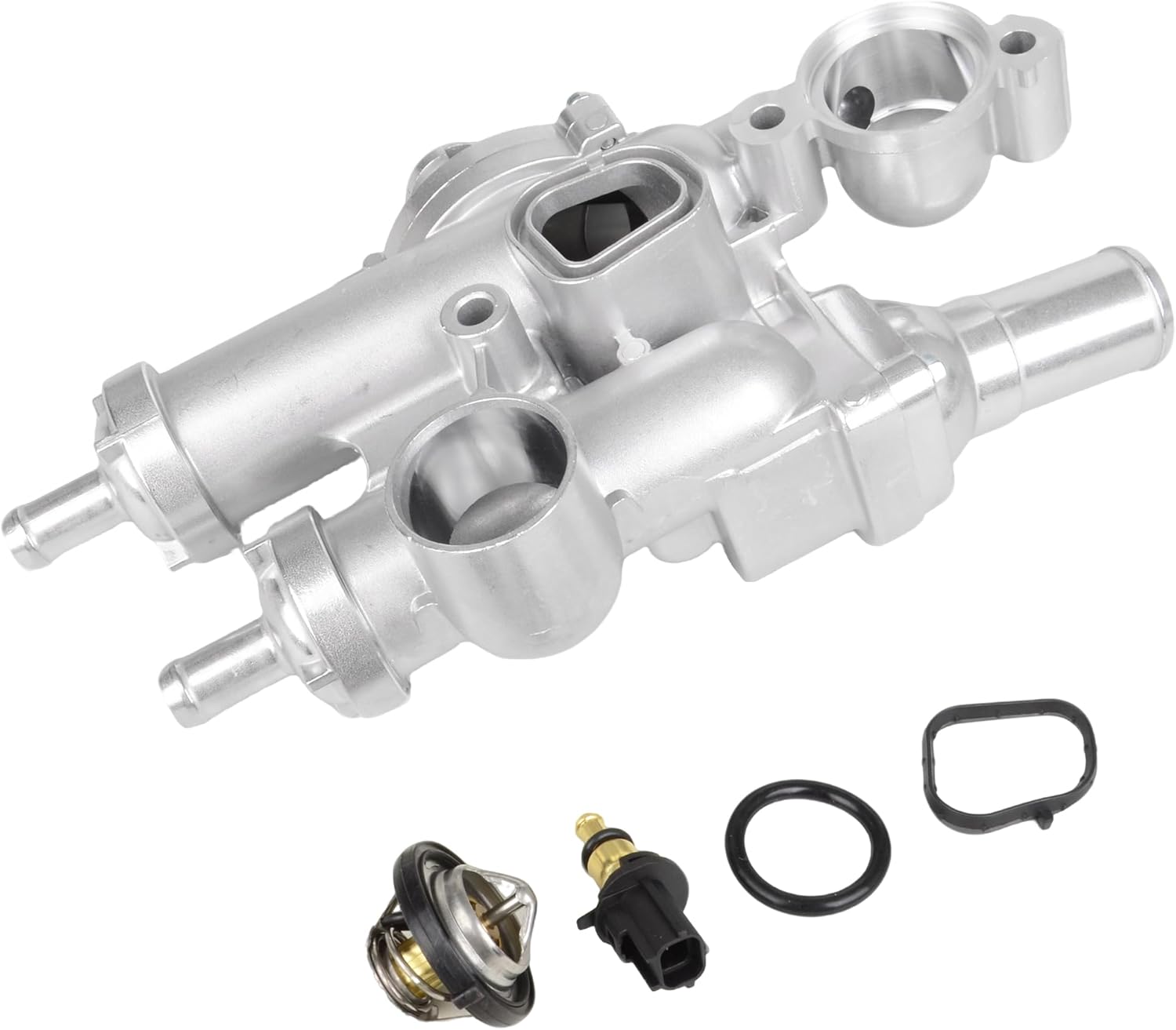 Aluminum Thermostat Housing Assembly W/Sensor 68003582AB Compatible with Compass/Patriot/Sebring/Avenger/Caliber/Journey Replace 902319 4884873AA 55111017AC