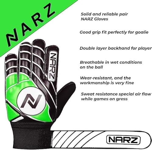 NARZ Goalkeeper Gloves for Kids with Super Grip Latex Having Shock Absorption Padding To Protect Palms and Fingers, Kids Goalie Gloves Available In Bright Eye-Catching Colors - Image 2
