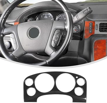 Linskip Dashboard Panel Trim Compatible with 2007-2014 Chevy Tahoe Suburban & GMC Yukon & 2007-2013 Avalanche Silverado & Sierra, Interior Accessories Black Carbon Fiber