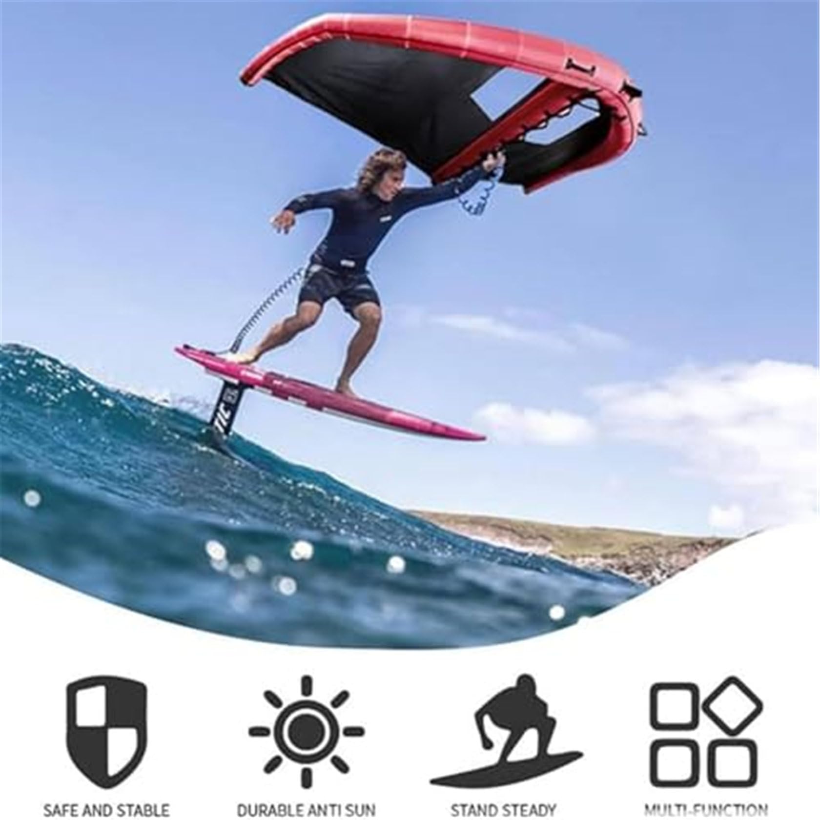 Tavola gonfiabile aliscafo per windsurf e kitesurf, design leggero con finestra, ideale per gli appassionati di sport acquatici all'aperto