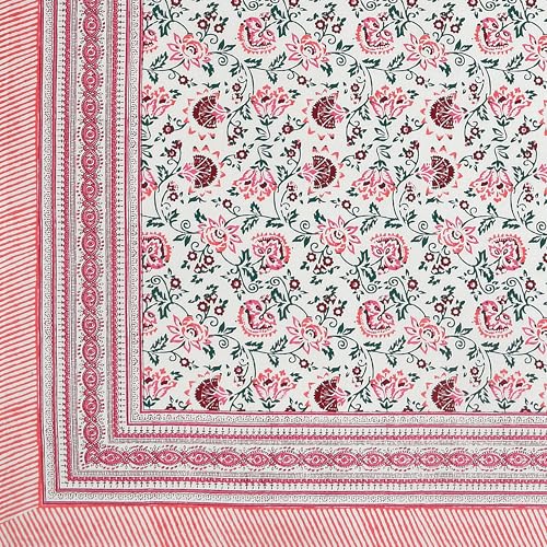 Image of Urban Jaipur 100% Cotton Bedsheet for Double Bed (90 x 108 Inches) | 210 TC King Size Bed Sheet for Double Bed with 2 Pillow Covers | Pure Cotton Jaipuri Bedsheet (Pink)