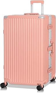 Luggage Aluminium Frame Suitcase PC ABS Hard Shell TSA Lock No Zipper 28In Sakura Pink