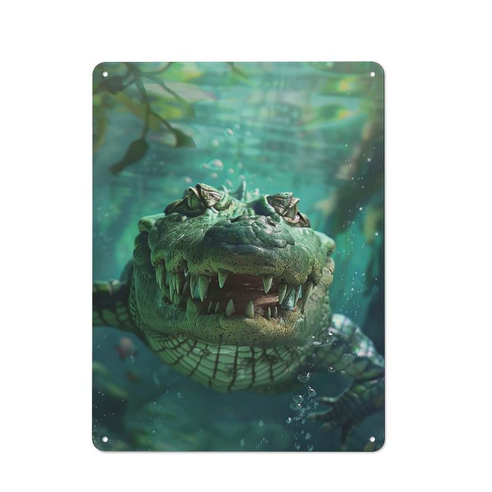 Junmoney Style-17 Crocodile Everyday Metal Wall Decor 40X30cm, Vintage Metal Sign For Hallway, Home Bar, Garage Or Study