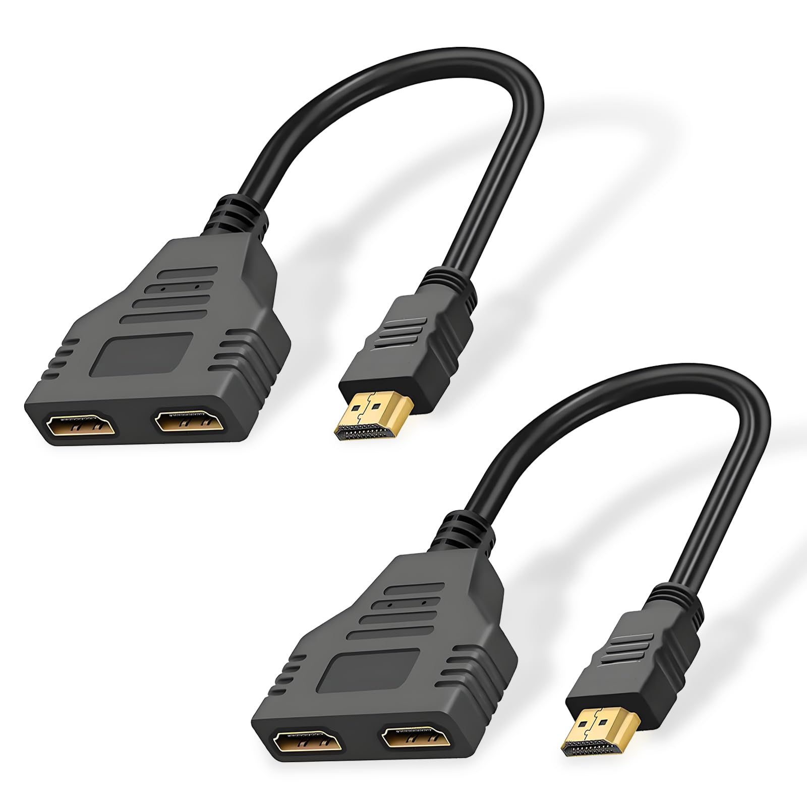 2Pcs HDMI Cable Splitter 1 in 2 Out HDMI Adapter Cable, 1080P Version 1.4 Supports Dual Port Switch for HDMI Male to Dual HDMI Female Adapter