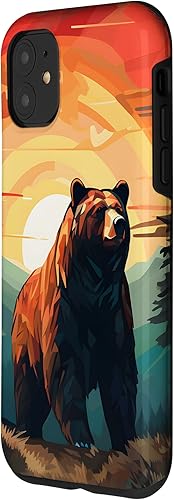 Miniatura 2 de Funda para iPhone 11 Bear Retro Sunset Forest Spirit Animal