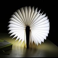 Vista 11 de XIUDI 8 Colors Small Folding Book Lamp,Wooden Book Lights,Upgraded Version Portable Desk Light,Novelty LED Paper Lantern with USB Rechargeable Night